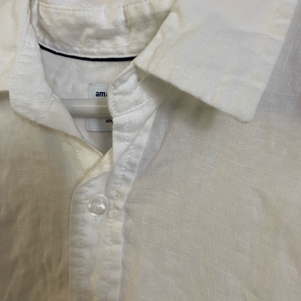 White Linen Long-Sleeve Button-Up Shirt - Picture 7 of 11